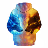 Ice Fire Wolf Hoodies 3D Men/Women