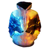 Ice Fire Wolf Hoodies 3D Men/Women