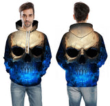 Hot hoody Blue 3D Skull Hoodies Men/Women