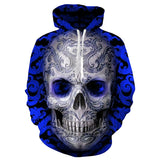 Hot hoody Blue 3D Skull Hoodies Men/Women