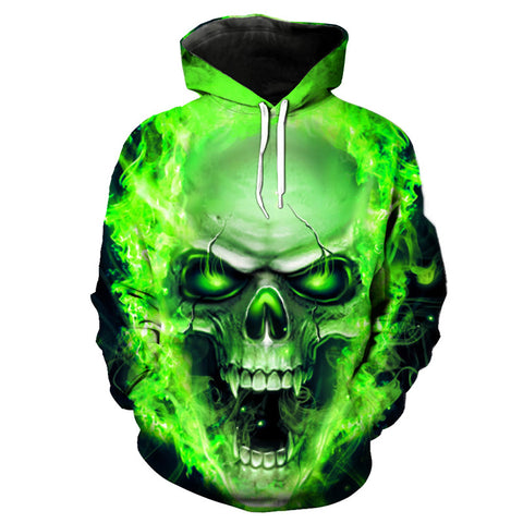 ConMotion Green Skull Head Hoodie New 2018 Men's/woman Sweatshirts Street Hip hop Pullover