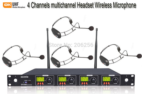 2018 OK-4/16 professional UHF headset four channels wireless system